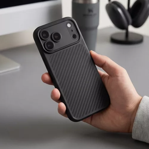 Tech-Protect Magcam Apple iPhone 18 Pro / 17 Pro tok, MagSafe, Carbon minta, fekete