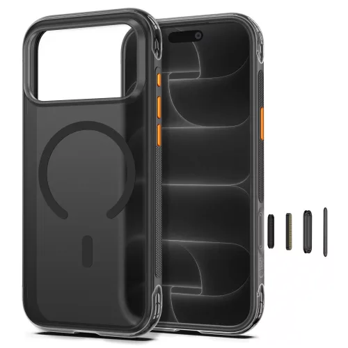 Tech-Protect MagAir Apple iPhone 18 Pro / 17 Pro tok megerősített sarkakkal, MagSafe, Matt, fekete-narancs