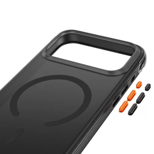 Tech-Protect MagAir Apple iPhone 18 Pro / 17 Pro tok megerősített sarkakkal, MagSafe, Matt, fekete-narancs