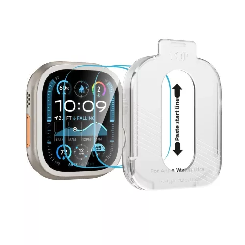 Tech-Protect Easy Set+ Apple Watch Ultra 4 / 3 / 2 / 1 49mm tempered glass kijelzővédő fólia felhelyező kerettel (2db)