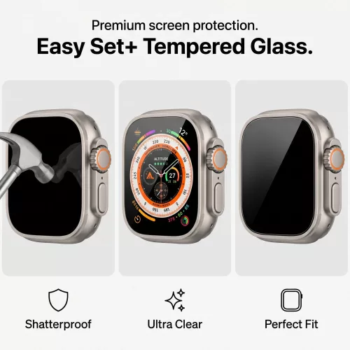 Tech-Protect Easy Set+ Apple Watch Ultra 4 / 3 / 2 / 1 49mm tempered glass kijelzővédő fólia felhelyező kerettel (2db)