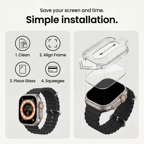 Tech-Protect Easy Set+ Apple Watch Ultra 4 / 3 / 2 / 1 49mm tempered glass kijelzővédő fólia felhelyező kerettel (2db)