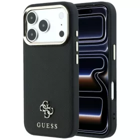   Guess Saffiano Small 4G & Classic Logo Apple iPhone 18 Pro / iPhone 17 Pro tok, MagSafe, fekete-arany