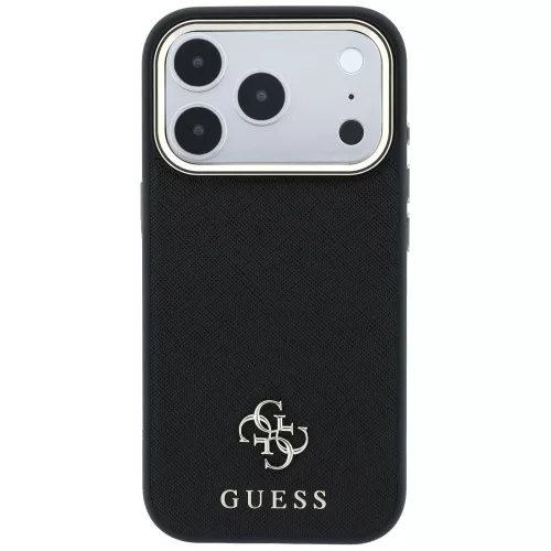 Guess Saffiano Small 4G & Classic Logo Apple iPhone 18 Pro / iPhone 17 Pro tok, MagSafe, fekete-arany
