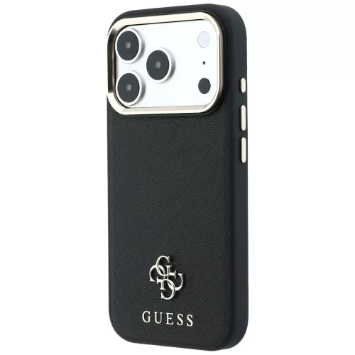 Guess Saffiano Small 4G & Classic Logo Apple iPhone 18 Pro / iPhone 17 Pro tok, MagSafe, fekete-arany