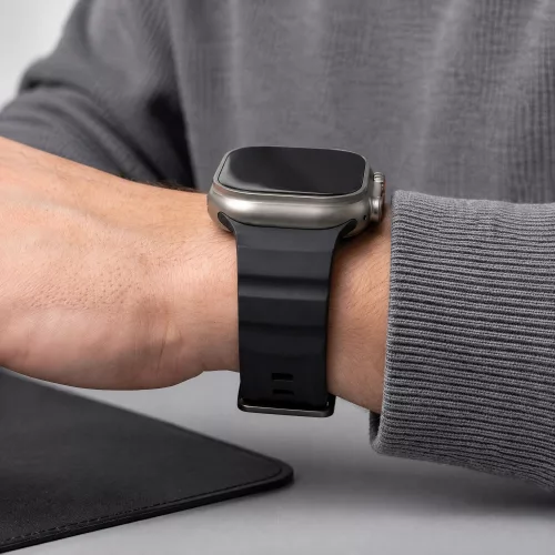 Tech-Protect Motion Apple Watch 44/45/46/49mm gumis szilikon szíj, fekete