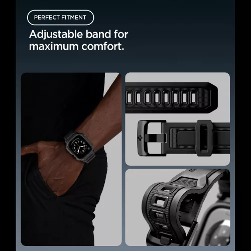 Spigen Rugged Armor Pro Apple Watch 12 42mm tok / szíj, fekete
