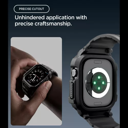 Spigen Rugged Armor Pro Apple Watch 12 46mm tok / szíj, fekete