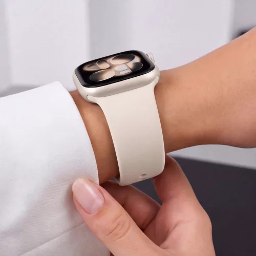 Tech-Protect Silicone Apple Watch 8 / 9 / 10 / 11 / 12 / SE / Ultra (44/45/46/49mm) szíj, szilikon, törtfehér