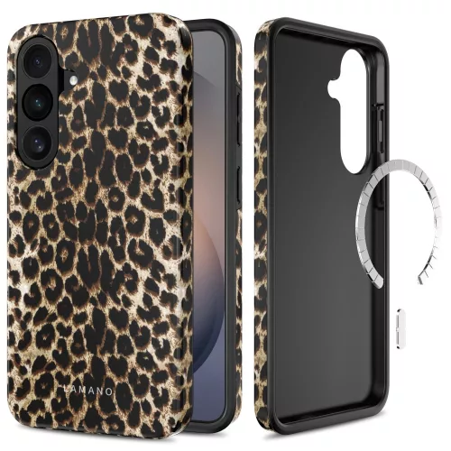 Tech-Protect Lamano Samsung Galaxy S26 FE hátlap tok, MagSafe, Exotic Touch, leopárd minta