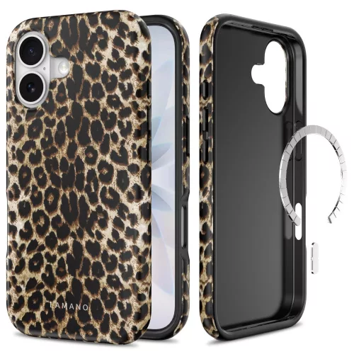 Tech-Protect Lamano Apple iPhone 17 hátlap tok, MagSafe, Exotic Touch, leopárd minta