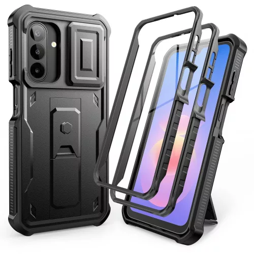 Tech-Protect Kevlar Cam+ Samsung A17 / Galaxy A18 tok kameravédelemmel, kitámasztóval, megerősített sarokkal, fekete