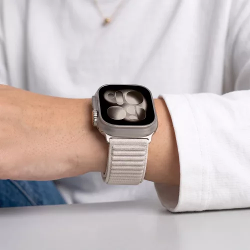 Tech-Protect Nylonloop Apple Watch 8 / 9 / 10 / 11 / 12 / SE / Ultra (44/45/46/49mm) szíj, szövet, bézs