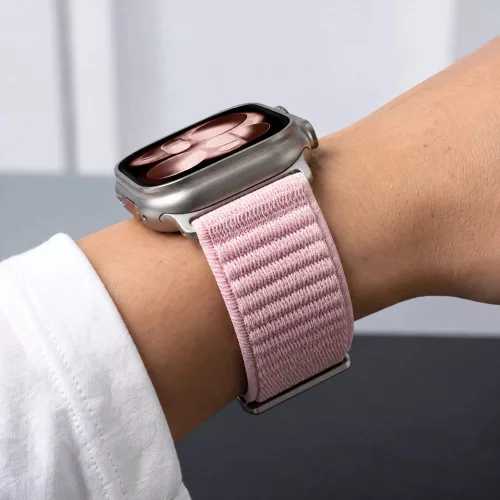 Tech-Protect Nylonloop Apple Watch 8 / 9 / 10 / 11 / 12 / SE / Ultra (44/45/46/49mm) szíj, szövet, rózsaszín