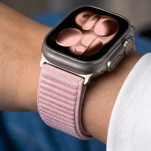 Tech-Protect Nylonloop Apple Watch 8 / 9 / 10 / 11 / 12 / SE / Ultra (44/45/46/49mm) szíj, szövet, rózsaszín