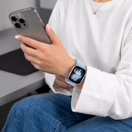 Tech-Protect Nylonloop Apple Watch 8 / 9 / 10 / 11 / 12 / SE / Ultra (44/45/46/49mm) szíj, szövet, világoskék