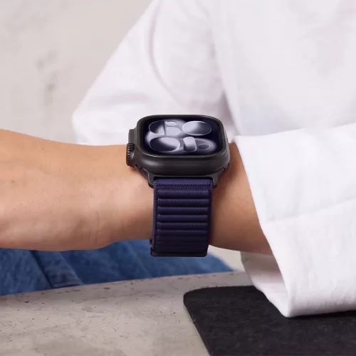 Tech-Protect Nylonloop Apple Watch 8 / 9 / 10 / 11 / 12 / SE / Ultra (44/45/46/49mm) szíj, szövet, sötétkék