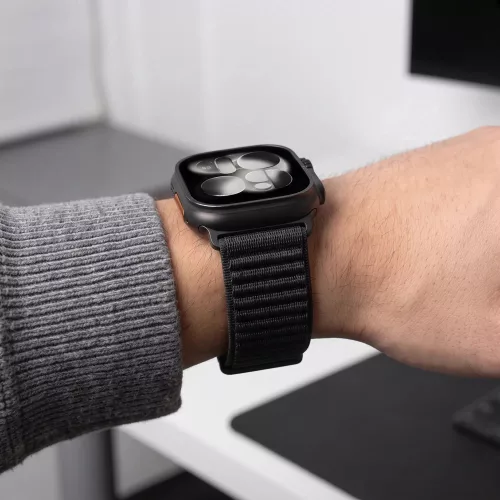 Tech-Protect Nylonloop Apple Watch 8 / 9 / 10 / 11 / 12 / SE / Ultra (44/45/46/49mm) szíj, szövet, fekete