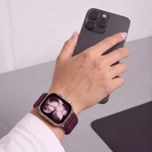 Tech-Protect Nylonloop Apple Watch 8 / 9 / 10 / 11 / 12 / SE (40/41/42mm) szíj, szövet, burgundi