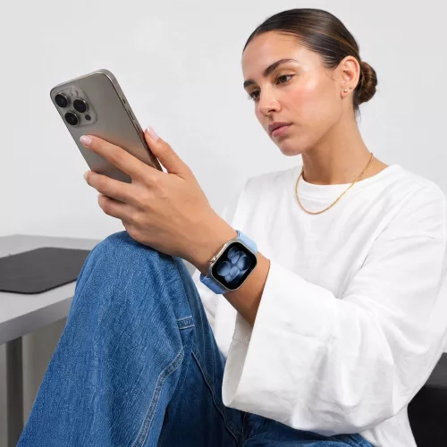 Tech-Protect Nylonloop Apple Watch 8 / 9 / 10 / 11 / 12 / SE (40/41/42mm) szíj, szövet, világoskék