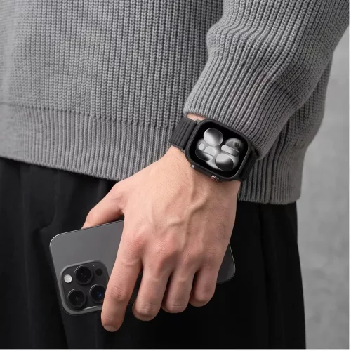 Tech-Protect Nylonloop Apple Watch 8 / 9 / 10 / 11 / 12 / SE (40/41/42mm) szíj, szövet, fekete