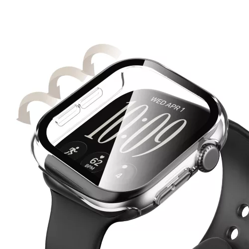 Tech-Protect Defense Apple Watch 12 42mm tok, kijelzővédő felülettel, fekete-átlátszó (2db)