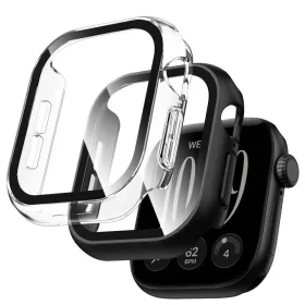   Tech-Protect Defense Apple Watch 12 46mm tok, kijelzővédő felülettel, fekete-átlátszó (2db)