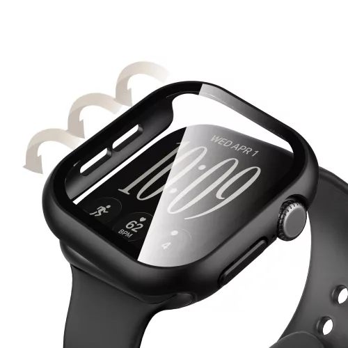 Tech-Protect Defense Apple Watch 12 46mm tok, kijelzővédő felülettel, fekete-átlátszó (2db)