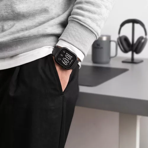 Tech-Protect Defense Apple Watch 12 46mm tok, kijelzővédő felülettel, fekete-átlátszó (2db)