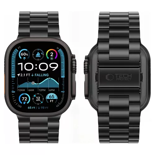 Tech-Protect Stainless Apple Watch 8 / 9 / 10 / 11 / 12 / SE / Ultra (44/45/46/49mm) szíj, fém, fekete