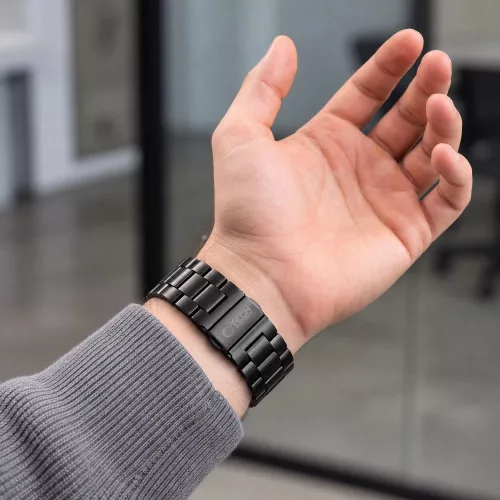 Tech-Protect Stainless Apple Watch 8 / 9 / 10 / 11 / 12 / SE / Ultra (44/45/46/49mm) szíj, fém, fekete