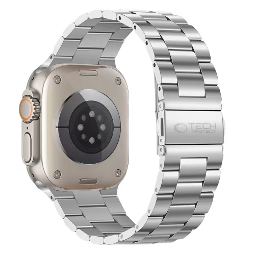 Tech-Protect Stainless Apple Watch 8 / 9 / 10 / 11 / 12 / SE / Ultra (44/45/46/49mm) szíj, fém, ezüst
