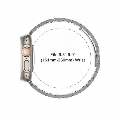 Tech-Protect Stainless Apple Watch 8 / 9 / 10 / 11 / 12 / SE / Ultra (44/45/46/49mm) szíj, fém, ezüst