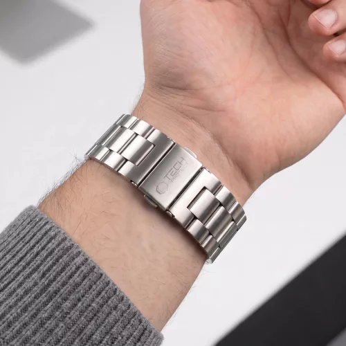 Tech-Protect Stainless Apple Watch 8 / 9 / 10 / 11 / 12 / SE / Ultra (44/45/46/49mm) szíj, fém, ezüst