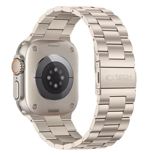 Tech-Protect Stainless Apple Watch 8 / 9 / 10 / 11 / 12 / SE / Ultra (44/45/46/49mm) szíj, fém, bézs