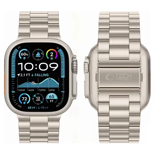 Tech-Protect Stainless Apple Watch 8 / 9 / 10 / 11 / 12 / SE / Ultra (44/45/46/49mm) szíj, fém, bézs