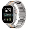 Tech-Protect Stainless Apple Watch 8 / 9 / 10 / 11 / 12 / SE / Ultra (44/45/46/49mm) szíj, fém, ezüst-narancs