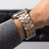 Tech-Protect Stainless Apple Watch 8 / 9 / 10 / 11 / 12 / SE / Ultra (44/45/46/49mm) szíj, fém, ezüst-narancs