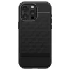 Apple iPhone 15 Pro Max, Szilikon tok + műanyag keret, közepesen ütésálló, Magsafe töltővel kompatibilis, 3D hatszög minta, Spigen Caseology Parallax Mag, fekete