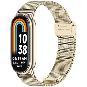   Xiaomi Mi Smart Band 8 / 9, fém pótszíj, milánói stílus, TP MilaneseBand, arany
