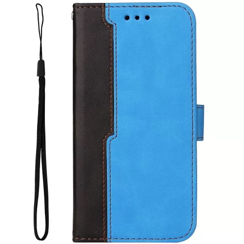 Samsung Galaxy A06 SM-A065F, Oldalra nyíló tok, stand, kártyatartóval, kézpánttal, Wooze Colour Wallet, kék