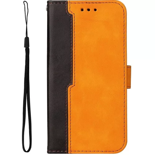 Samsung Galaxy A06 SM-A065F, Oldalra nyíló tok, stand, kártyatartóval, kézpánttal, Wooze Colour Wallet, narancssárga