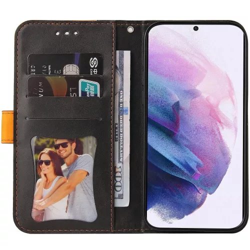 Samsung Galaxy A06 SM-A065F, Oldalra nyíló tok, stand, kártyatartóval, kézpánttal, Wooze Colour Wallet, narancssárga