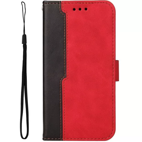 Samsung Galaxy A06 SM-A065F, Oldalra nyíló tok, stand, kártyatartóval, kézpánttal, Wooze Colour Wallet, piros