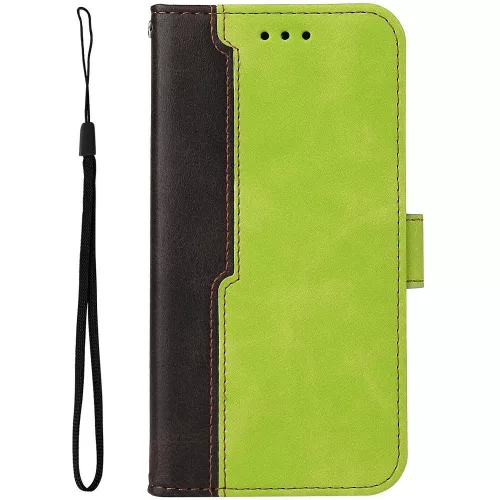 Samsung Galaxy A06 SM-A065F, Oldalra nyíló tok, stand, kártyatartóval, kézpánttal, Wooze Colour Wallet, zöld