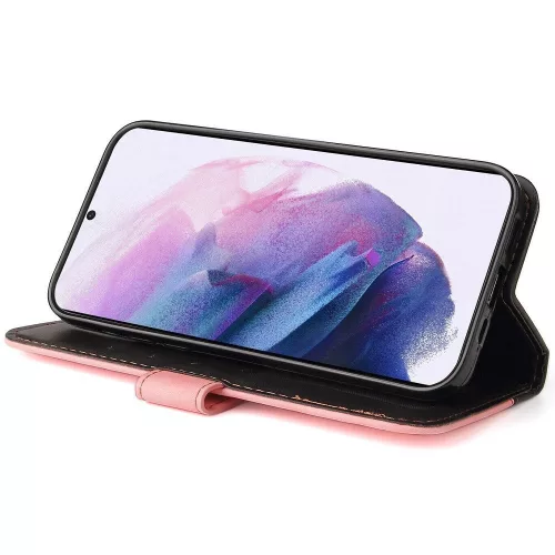 Huawei Honor 200 Smart, Oldalra nyíló tok, stand, kártyatartóval, kézpánttal, Wooze Colour Wallet, rózsaszín