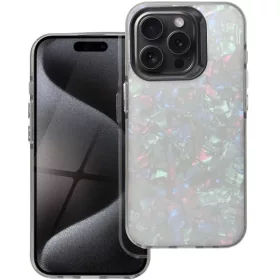   Apple iPhone 13 Pro, Műanyag hátlap védőtok + szilikon keret, kristály minta, Tutti-Frutti Case, fekete/ezüst
