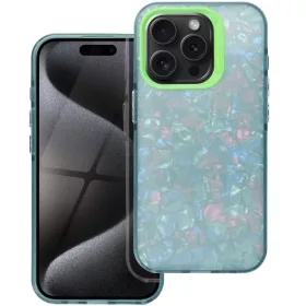   Apple iPhone 15, Műanyag hátlap védőtok + szilikon keret, kristály minta, Tutti-Frutti Case, zöld