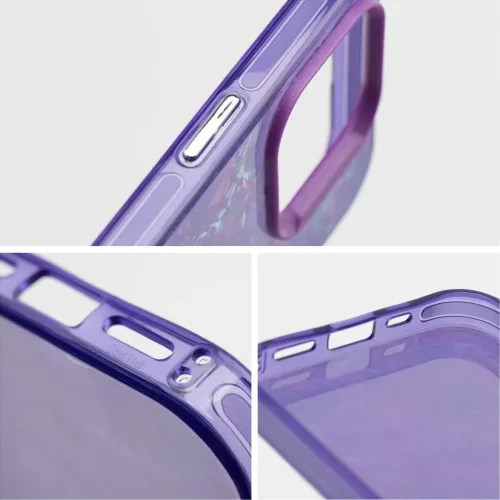 Apple iPhone 15 Pro Max, Műanyag hátlap védőtok + szilikon keret, kristály minta, Tutti-Frutti Case, lila