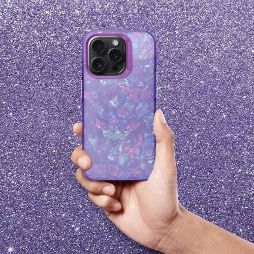 Apple iPhone 15 Pro Max, Műanyag hátlap védőtok + szilikon keret, kristály minta, Tutti-Frutti Case, lila